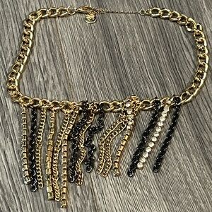 Jonathan Martin 2 tone chain Bib Fringe  Bib Necklace
